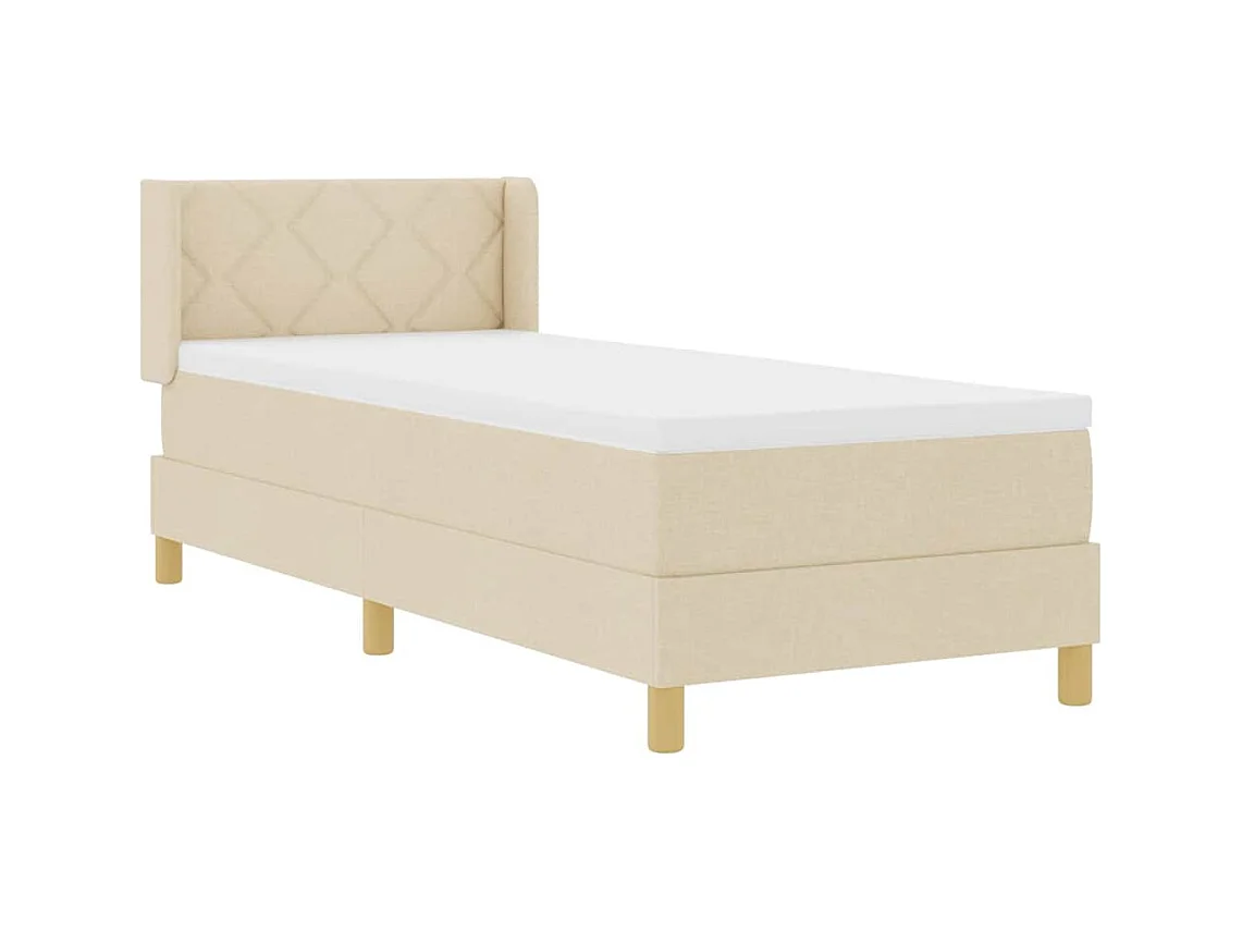 Cadre de lit avec matelas Crème 80 x 200 cm tissu