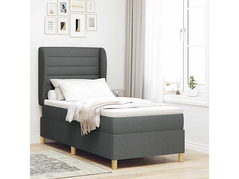 Cadre de lit avec matelas gris foncé 90x190 cm Gris foncé