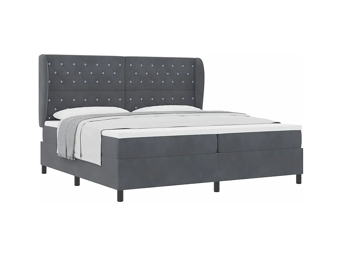 Cadre de lit avec matelas Gris foncé 200 x 200 cm Velours