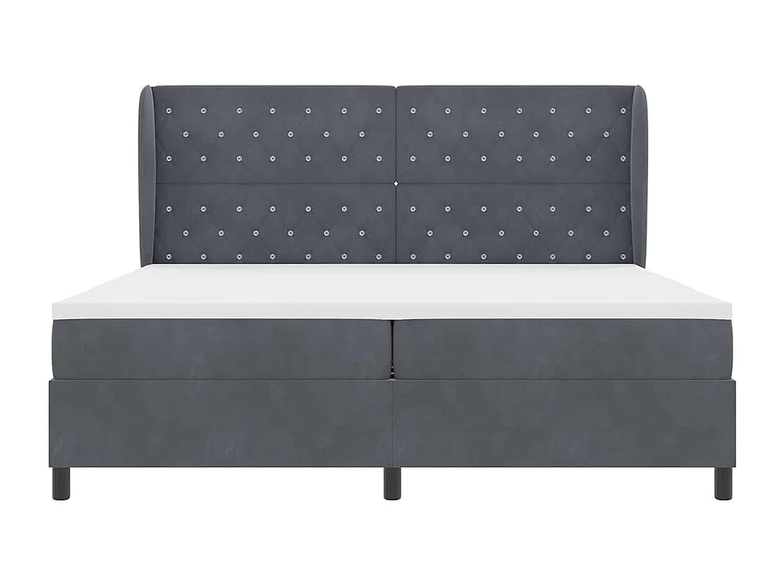 Cadre de lit avec matelas Gris foncé 200 x 200 cm Velours