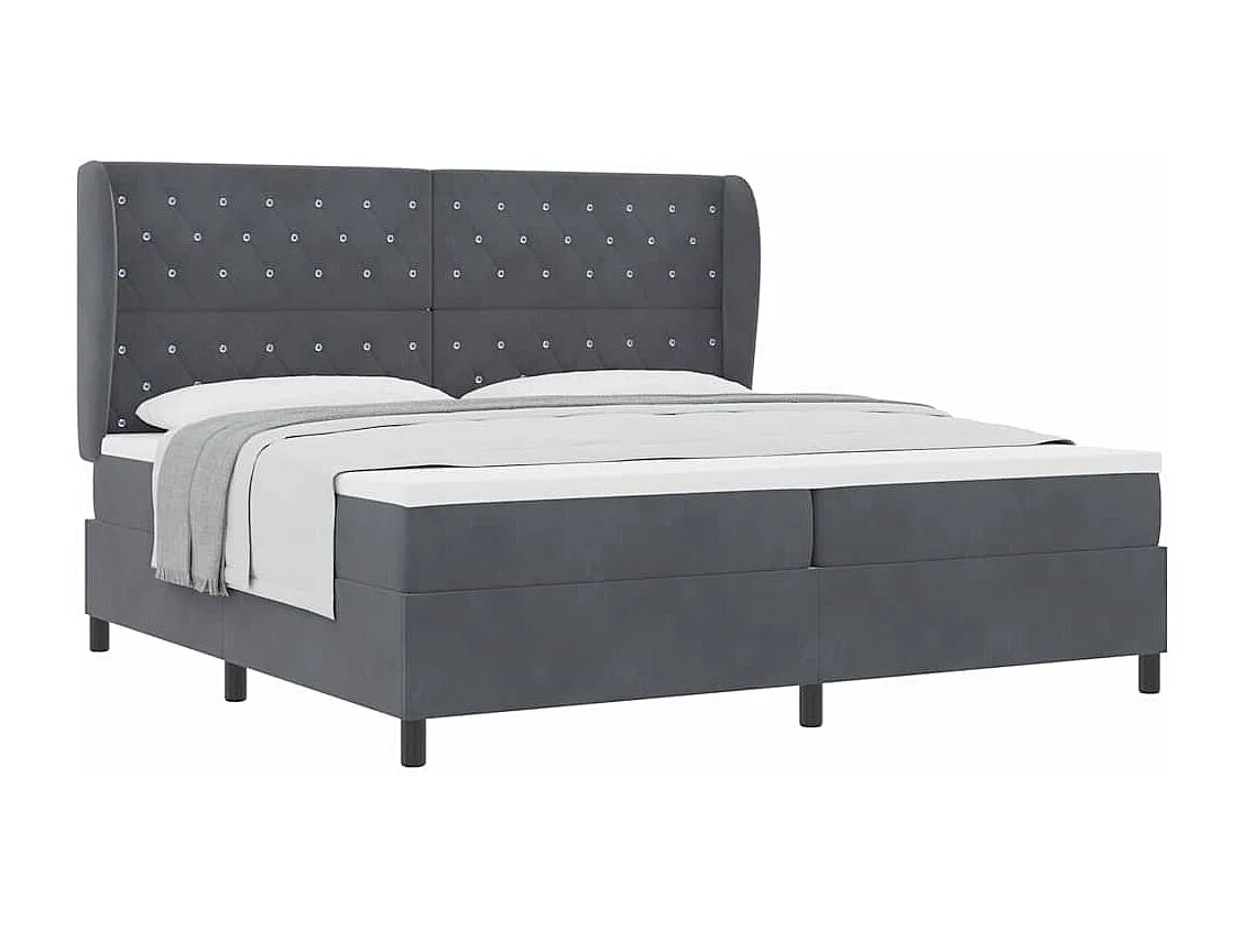 Cama tipo Box Spring Gris oscuro 200 x 200 cm Terciopelo