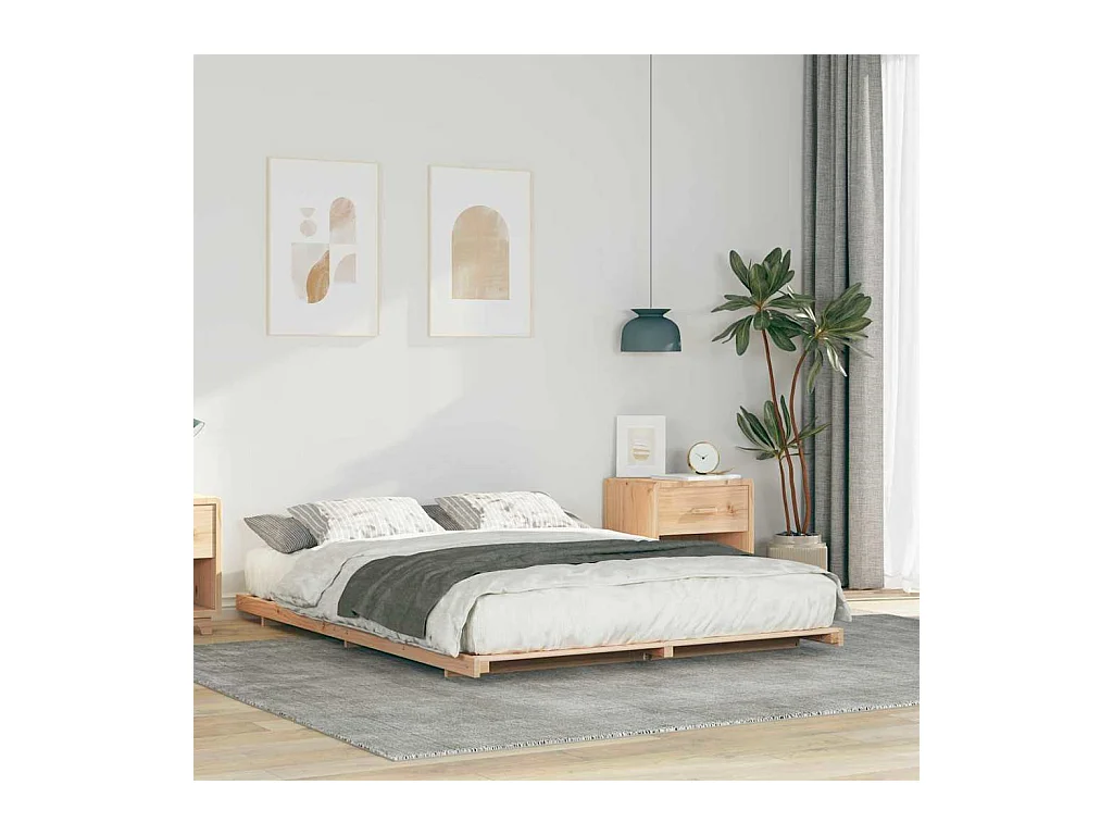 Estructura de cama Marrón 150 x 200 cm Madera maciza de pino