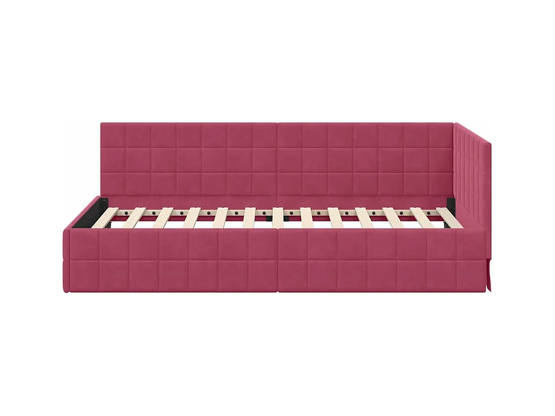 Cadre de lit d'angle Rouge bordeaux 90 x 190 cm Velours