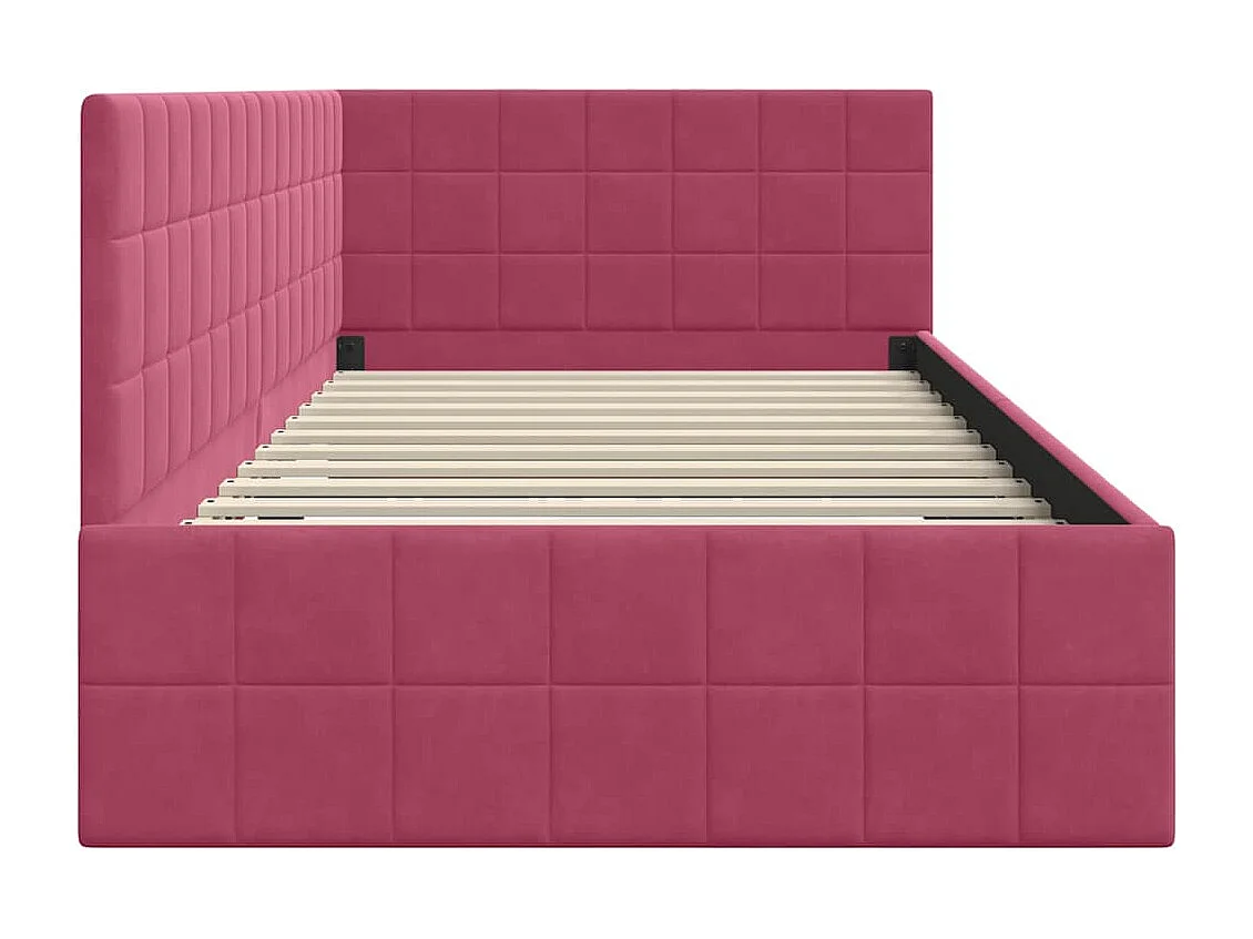 Cadre de lit d'angle Rouge bordeaux 90 x 190 cm Velours