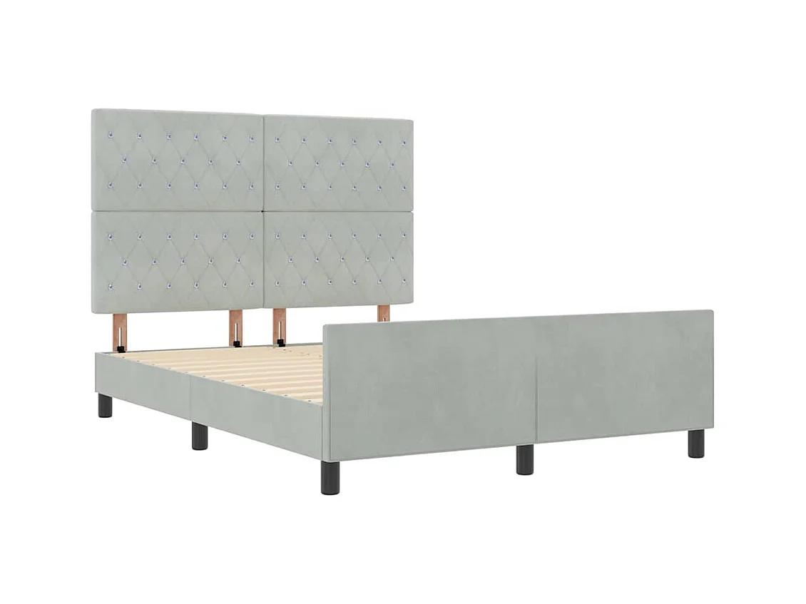 Cadre de lit avec tête de lit Gris clair 140 x 200 cm Velours