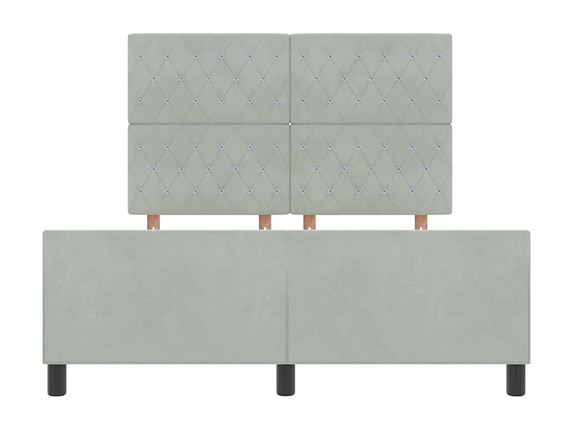 Cadre de lit avec tête de lit Gris clair 140 x 200 cm Velours