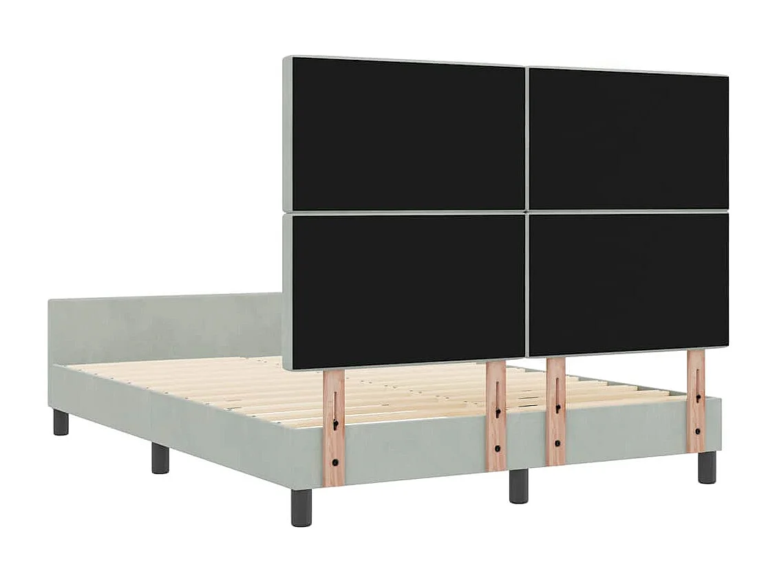 Cadre de lit avec tête de lit Gris clair 140 x 200 cm Velours