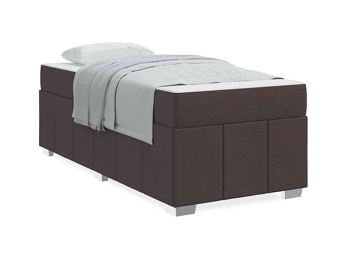 Cadre de lit avec matelas Marron foncé 100 x 200 cm tissu