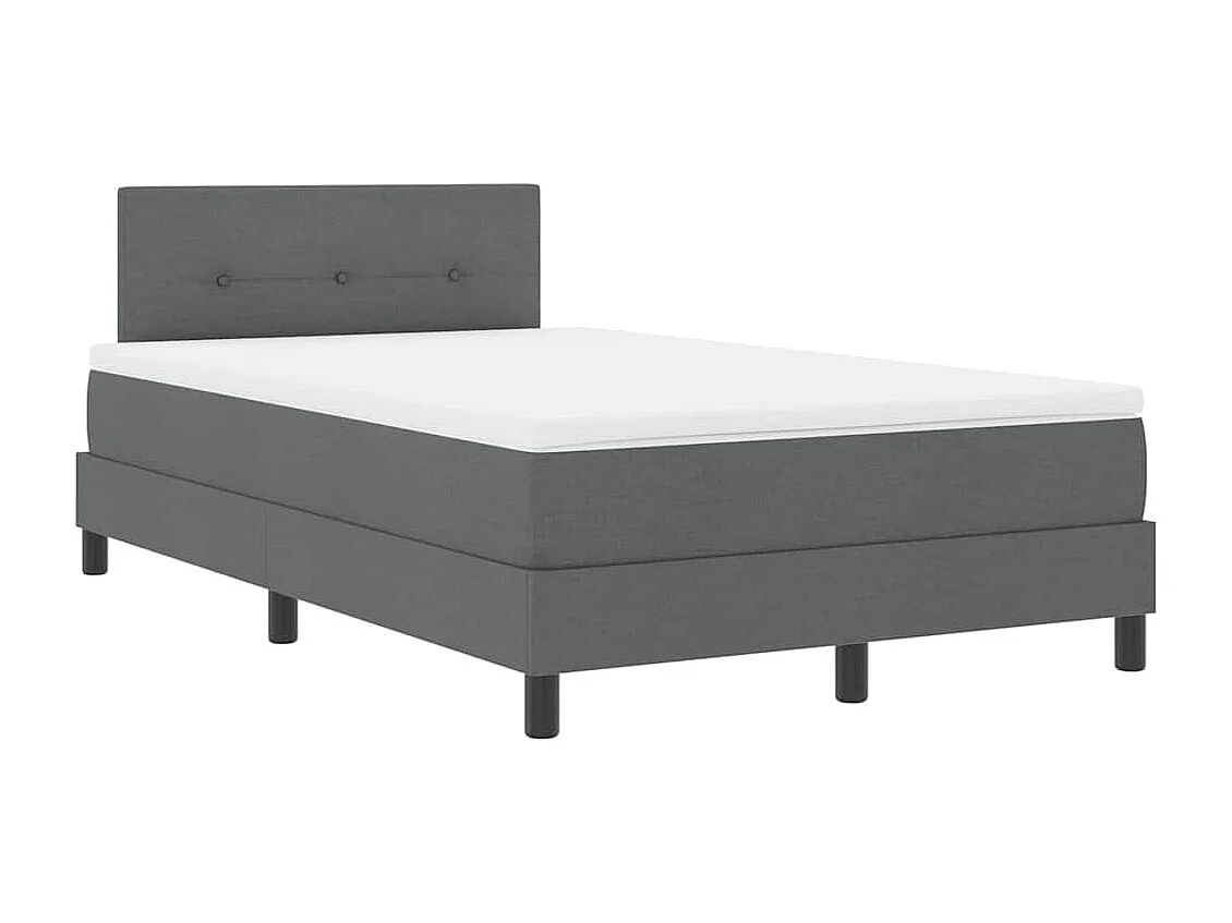 Cadre de lit avec matelas Gris foncé 120 x 200 cm tissu