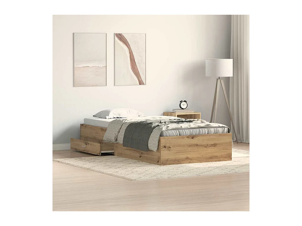 Bedombouw met lades artisanaal eikenkleurig 100 x 200 cm