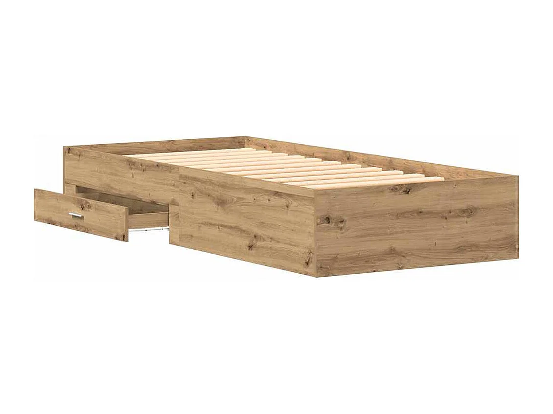 Bedombouw met lades artisanaal eikenkleurig 100 x 200 cm