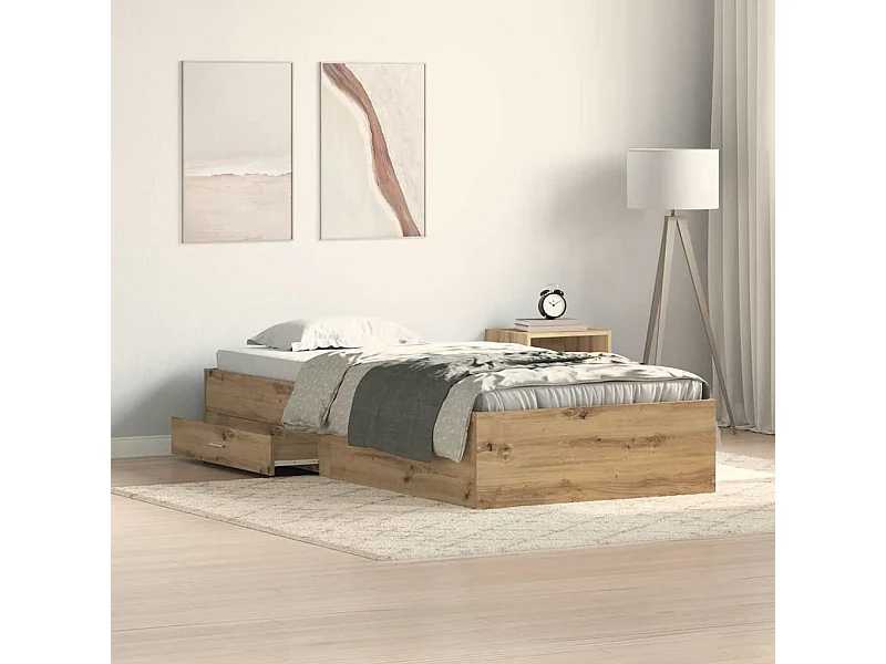 Bedombouw met lades artisanaal eikenkleurig 100 x 200 cm