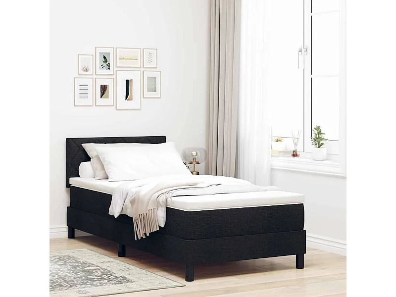Cadre de lit avec matelas avec matelas Noir 90 x 190 cm tissu