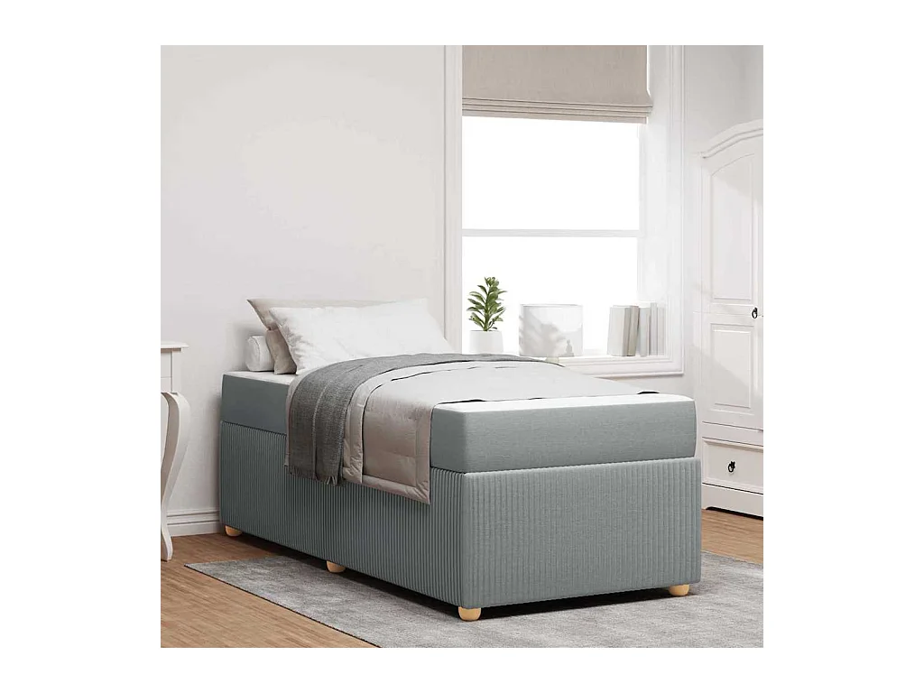 Cadre de lit avec matelas Gris clair 80 x 200 cm tissu