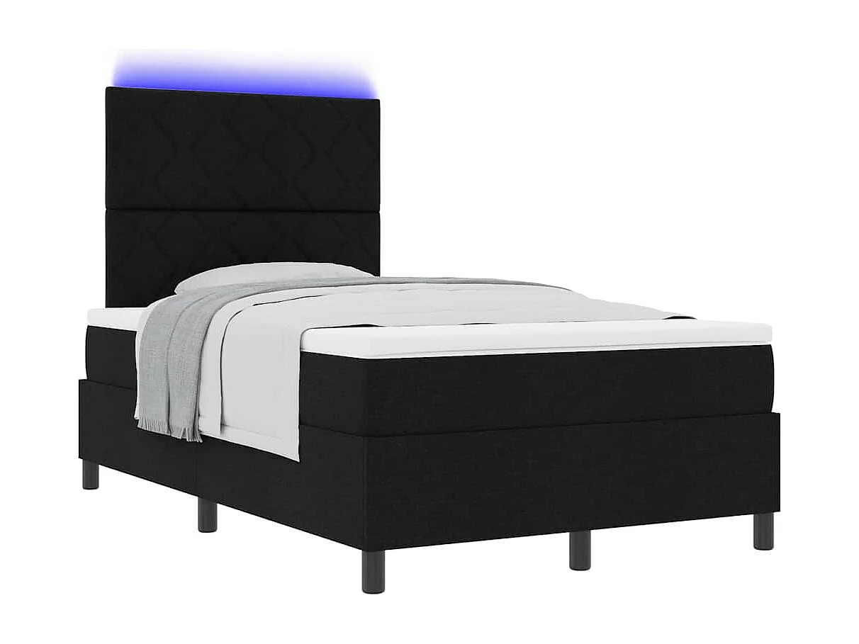 Cadre de lit avec matelas Noir 120 x 190 cm tissu