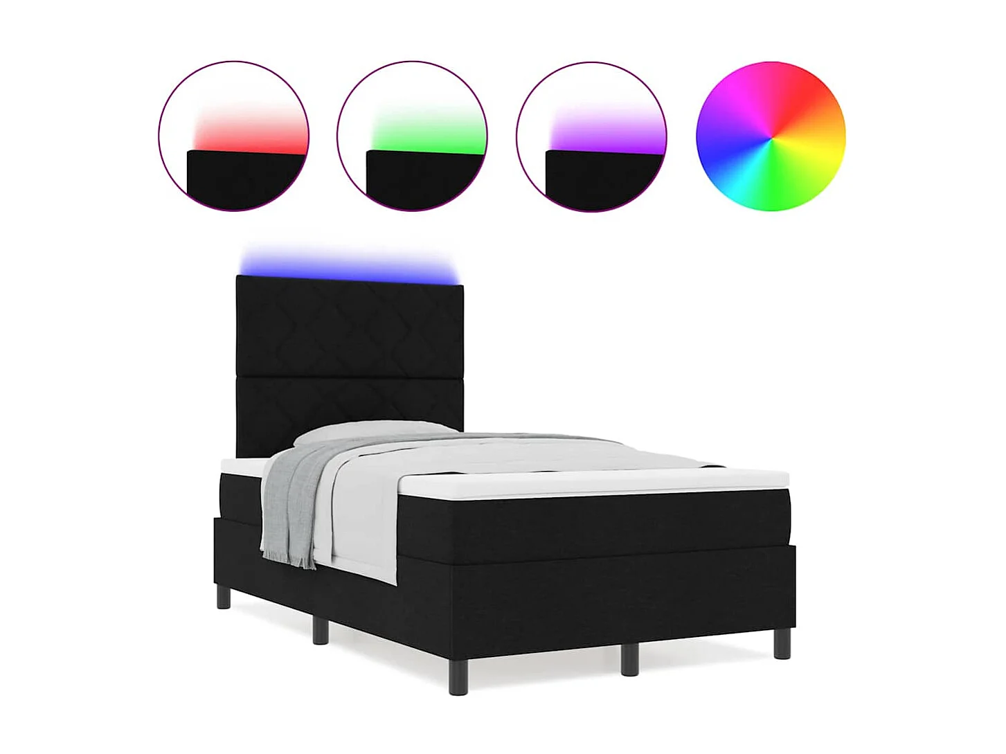 Cadre de lit avec matelas Noir 120 x 190 cm tissu