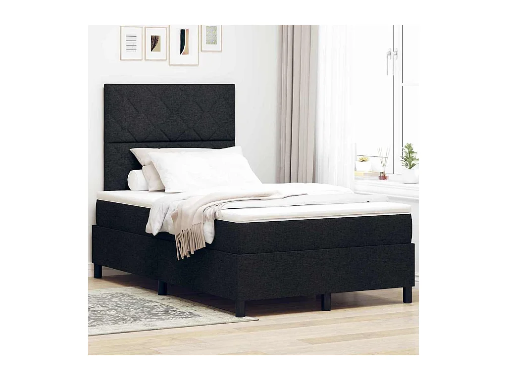 Cadre de lit avec matelas Noir 120 x 190 cm tissu