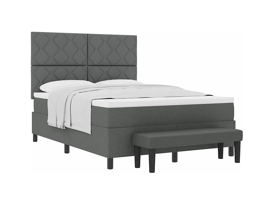 Cadre de lit avec matelas Gris foncé 140 x 200 cm tissu