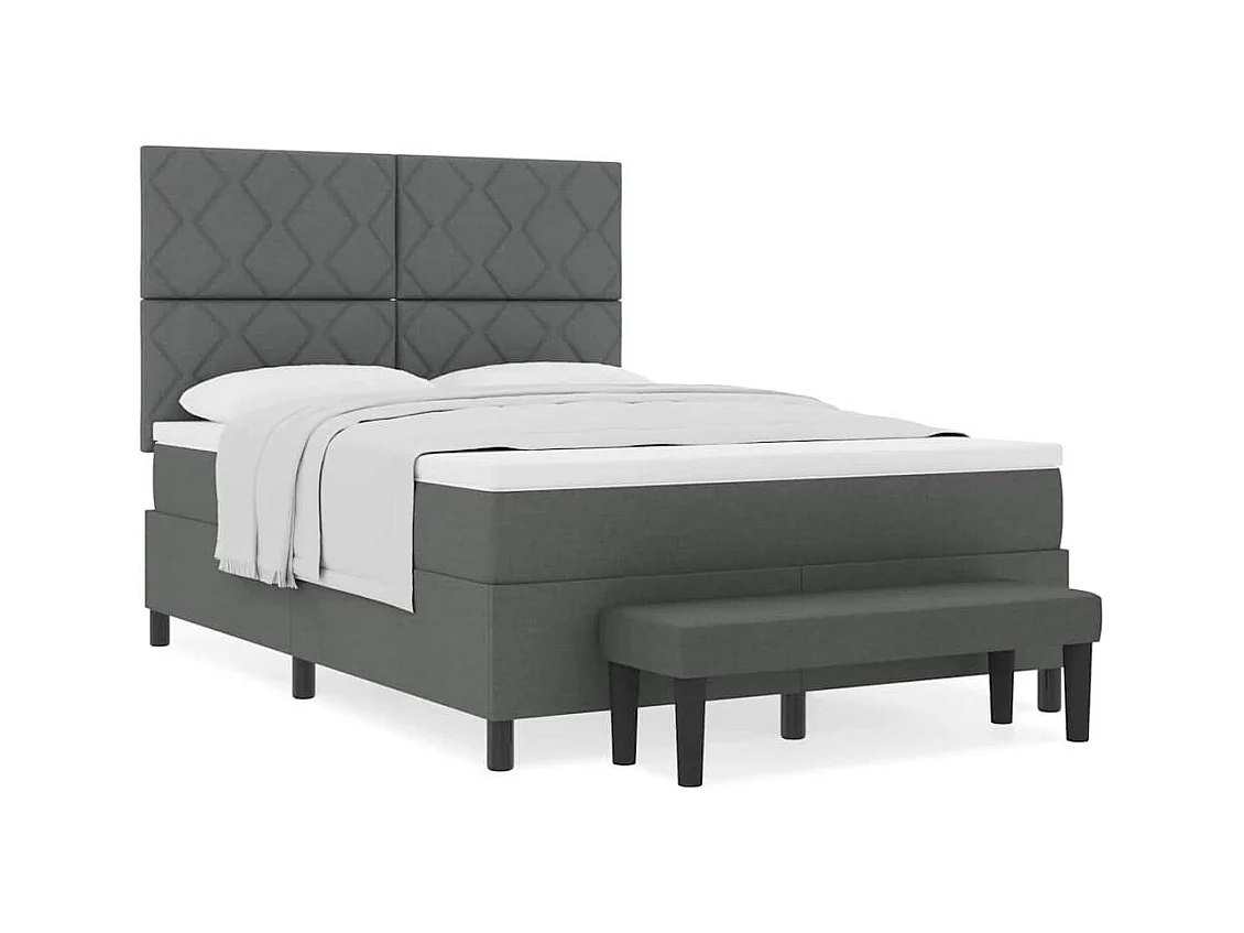 Cadre de lit avec matelas Gris foncé 140 x 200 cm tissu