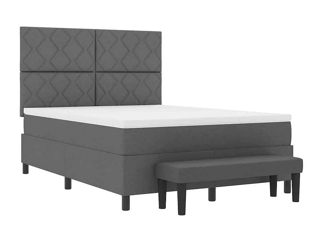 Cadre de lit avec matelas Gris foncé 140 x 200 cm tissu