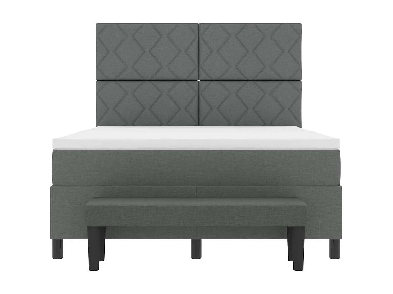 Cadre de lit avec matelas Gris foncé 140 x 200 cm tissu