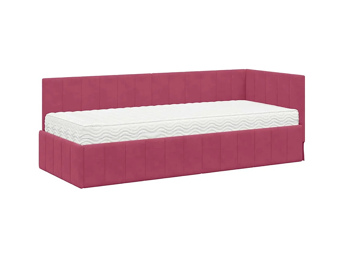 Cadre de lit d'angle Rouge bordeaux 80 x 200 cm Velours