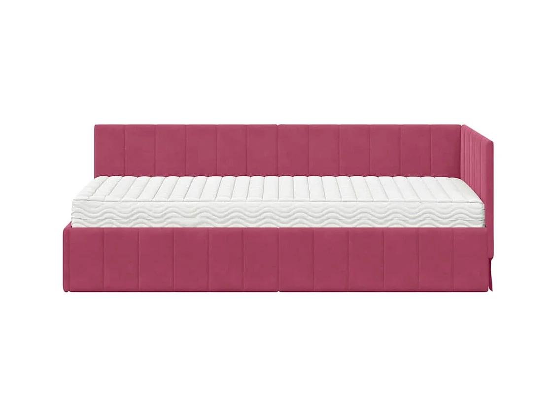 Cadre de lit d'angle Rouge bordeaux 80 x 200 cm Velours