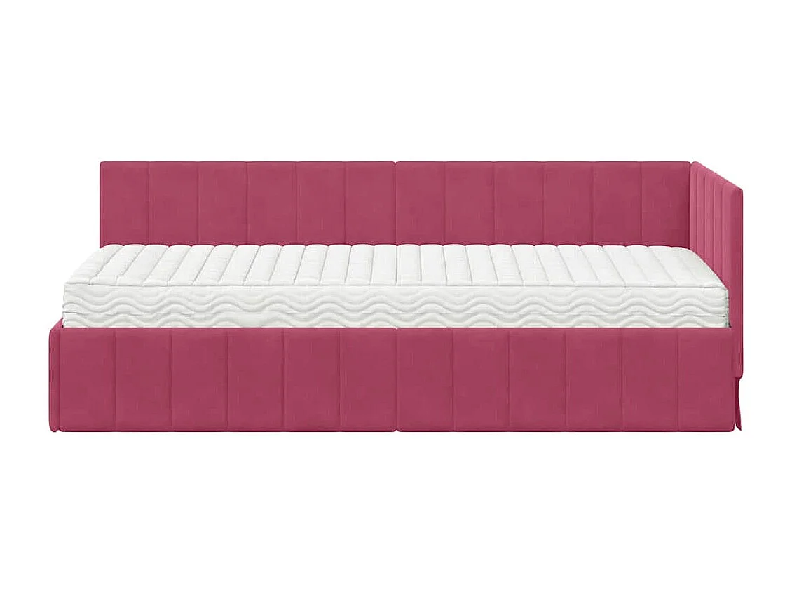 Cadre de lit d'angle Rouge bordeaux 80 x 200 cm Velours