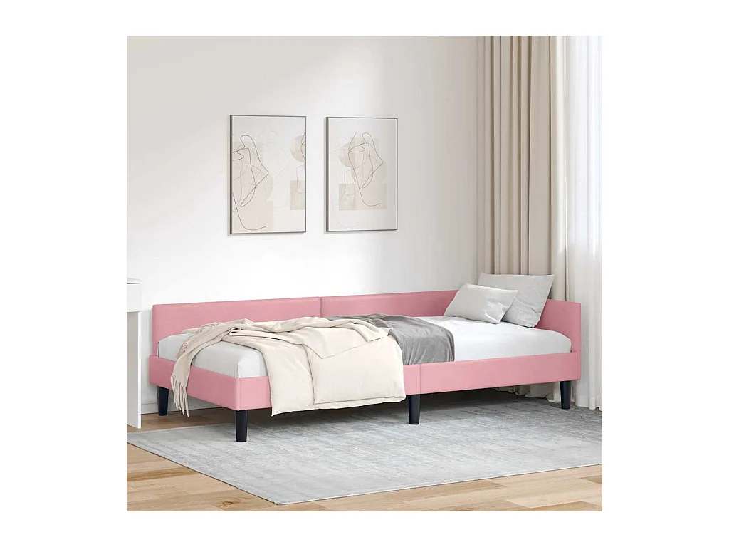 Cadre de lit d'angle avec tête de lit Rose 100 x 200 cm