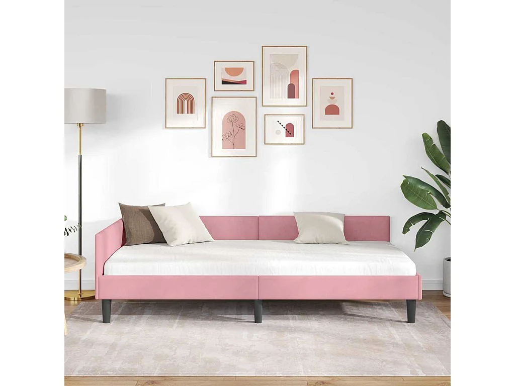 Cadre de lit d'angle avec tête de lit Rose 100 x 200 cm