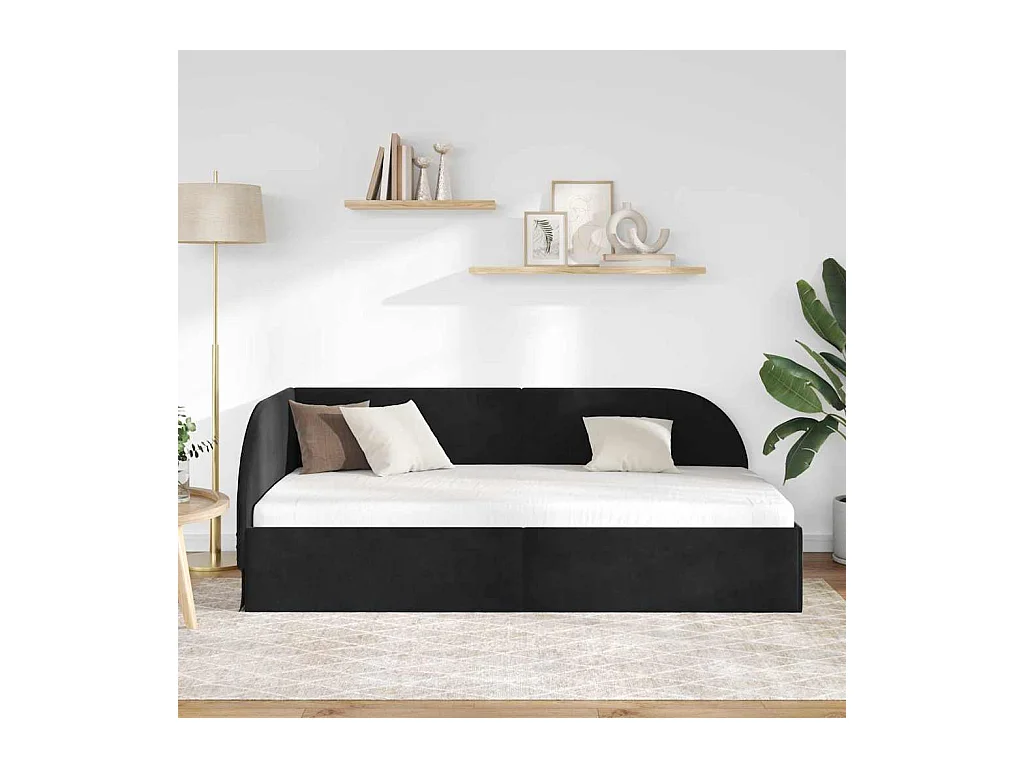 Estructura de cama en esquina Negro 80 x 200 cm Terciopelo