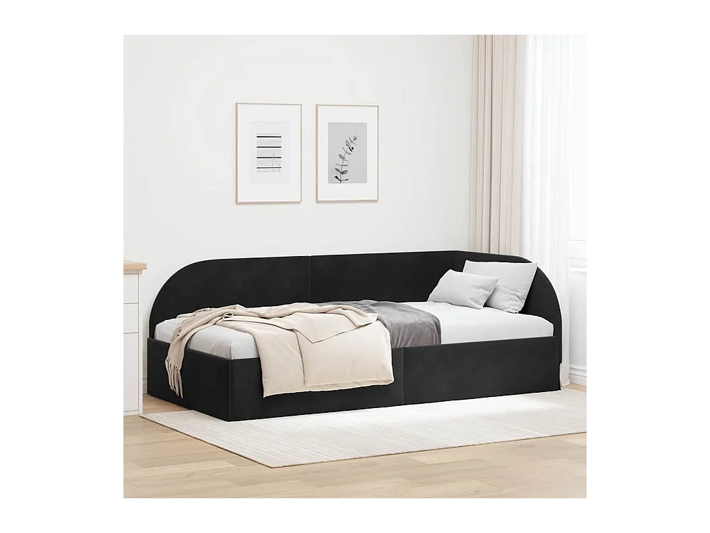 Estructura de cama en esquina Negro 80 x 200 cm Terciopelo