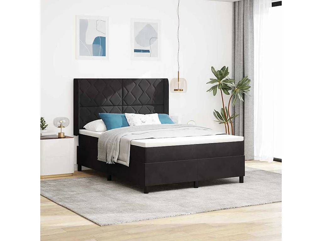 Cadre de lit avec Matelas LED Noir 140 x 190 cm Velours