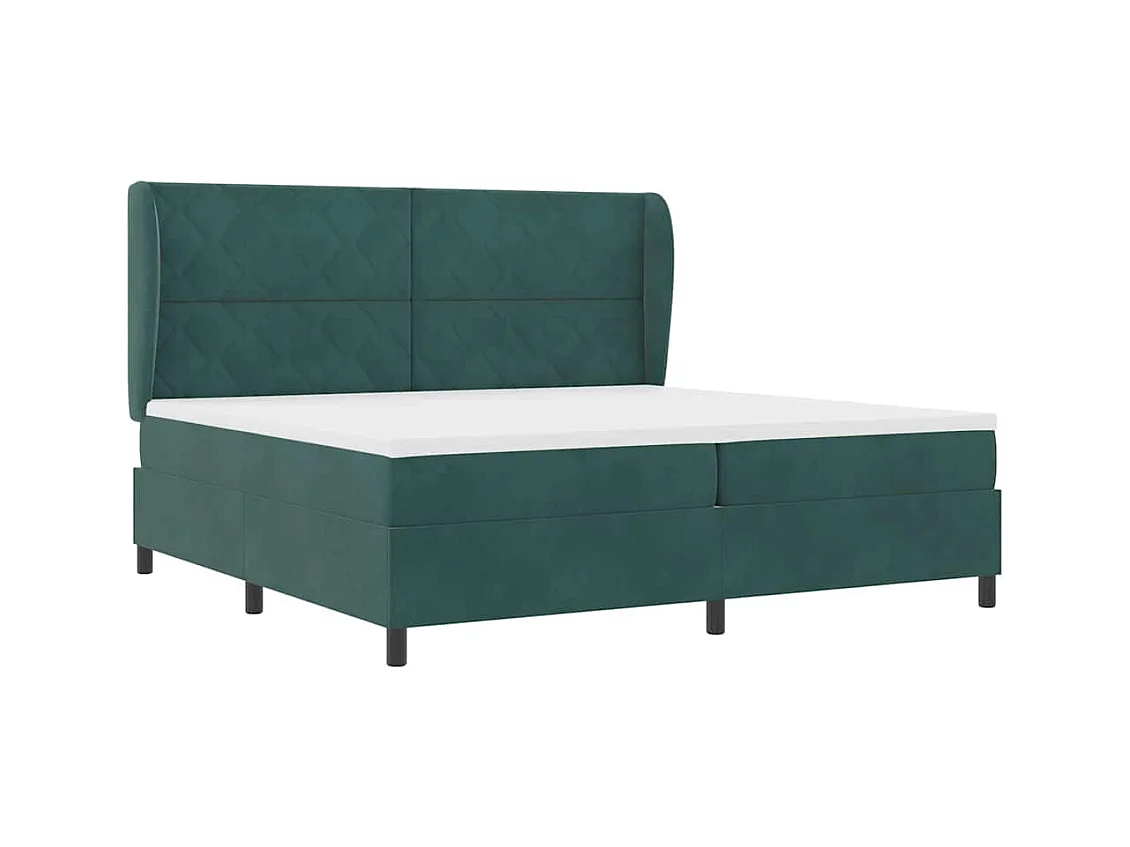 Cadre de lit avec matelas Vert foncé 200 x 200 cm Velours