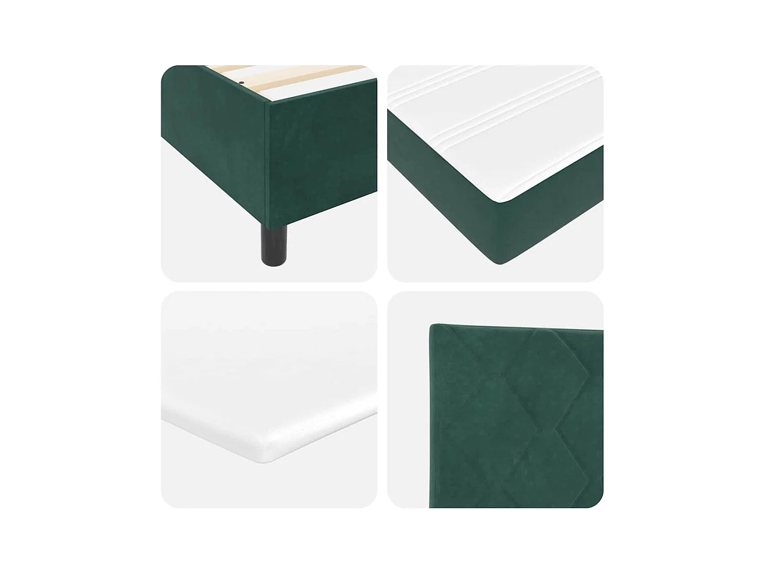 Cadre de lit avec matelas Vert foncé 200 x 200 cm Velours