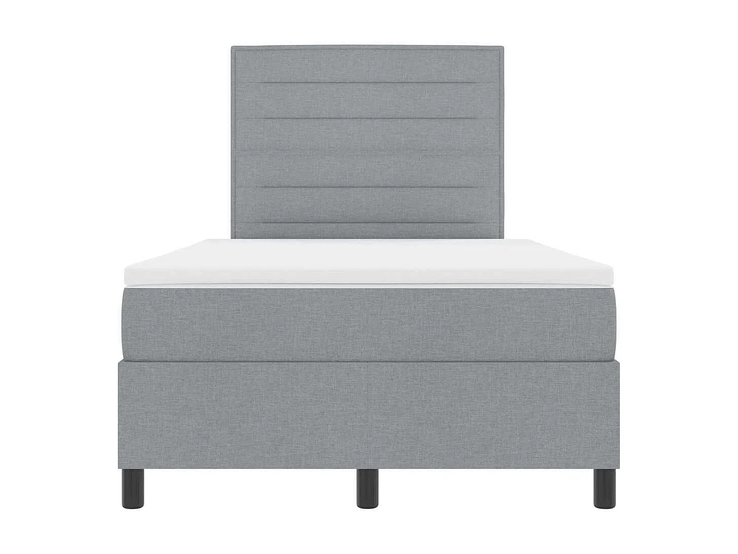 Cama tipo Box Spring con colchón Gris claro 120 x 190 cm tela