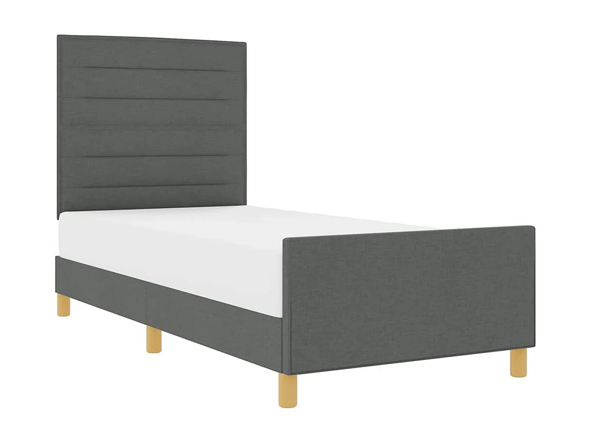 Estructura de cama con cabecera Gris oscuro 90 x 190 cm tela