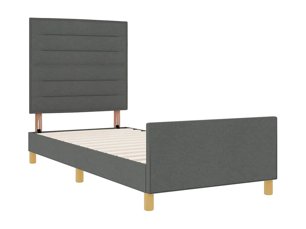 Estructura de cama con cabecera Gris oscuro 90 x 190 cm tela