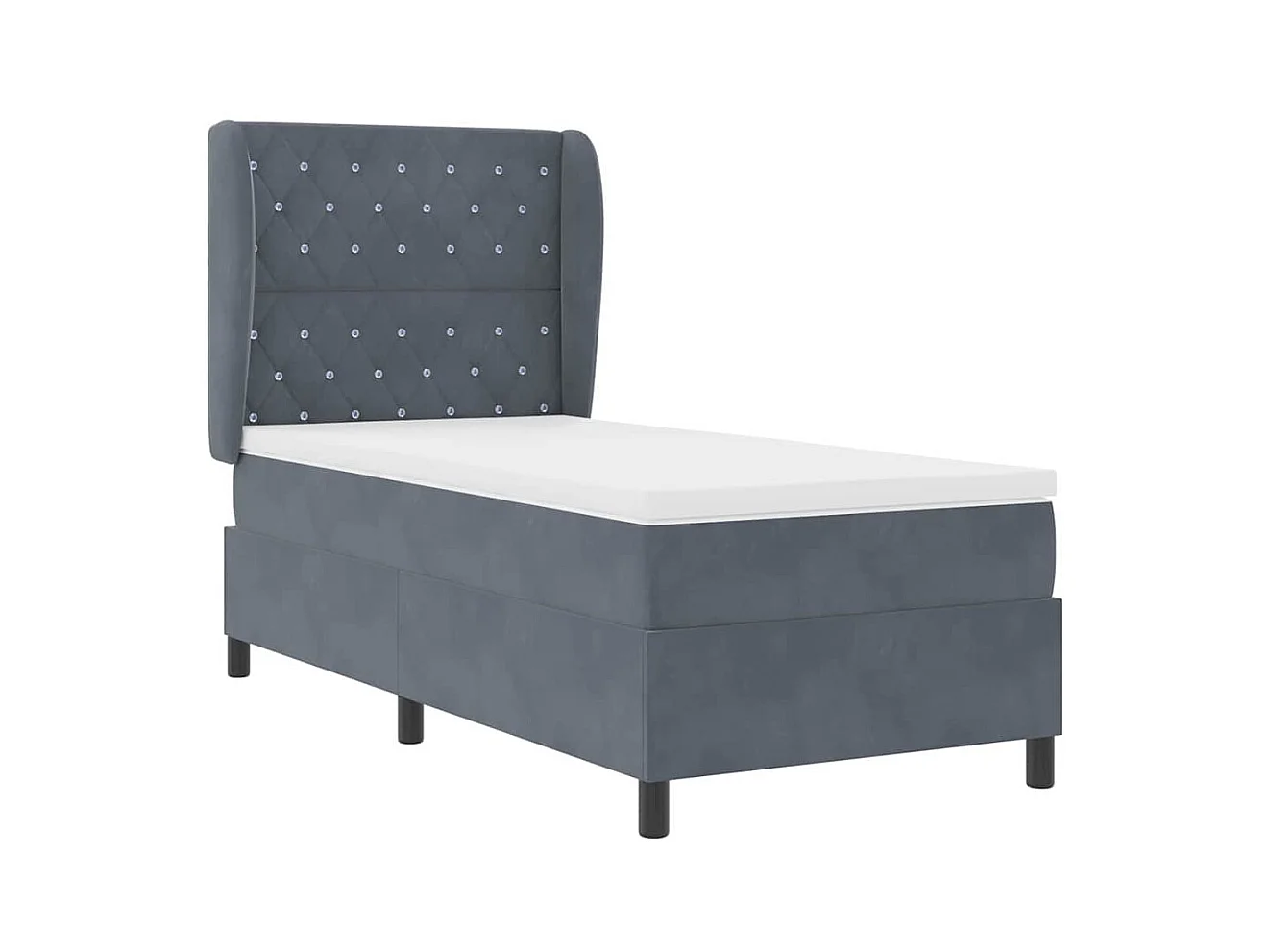 Cadre de lit avec matelas Gris foncé 100 x 200 cm Velours