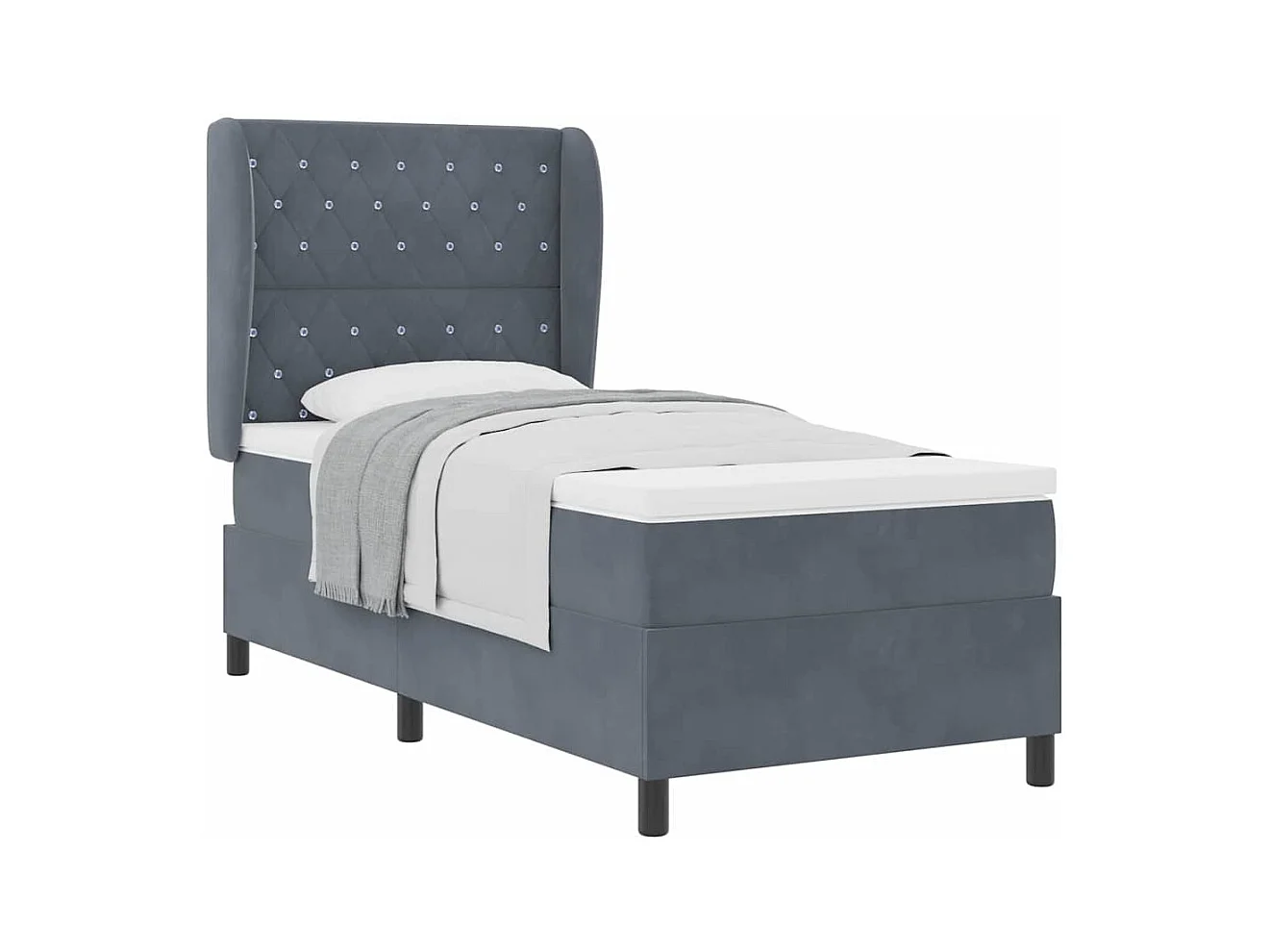 Cadre de lit avec matelas Gris foncé 100 x 200 cm Velours