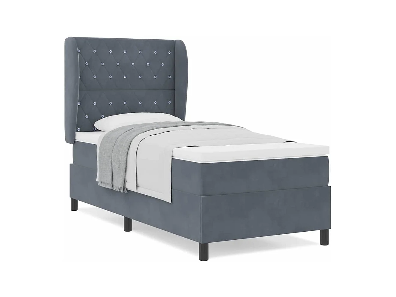 Cadre de lit avec matelas Gris foncé 100 x 200 cm Velours