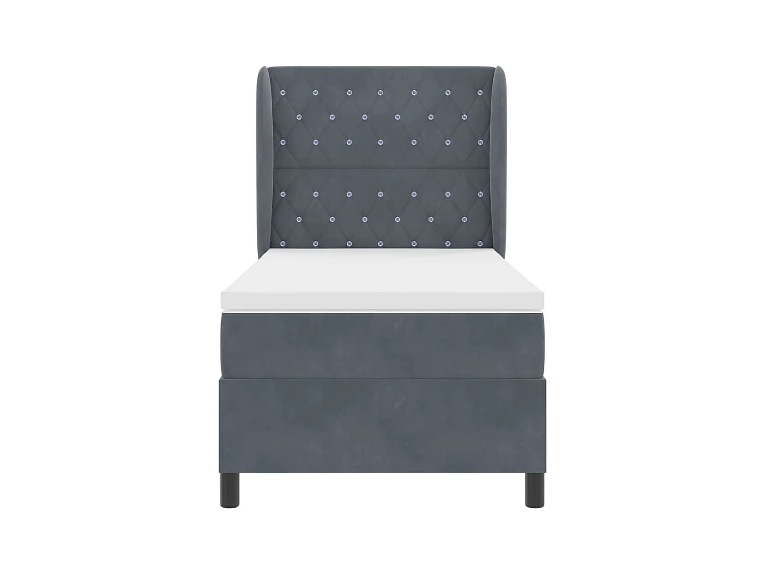 Cadre de lit avec matelas Gris foncé 100 x 200 cm Velours