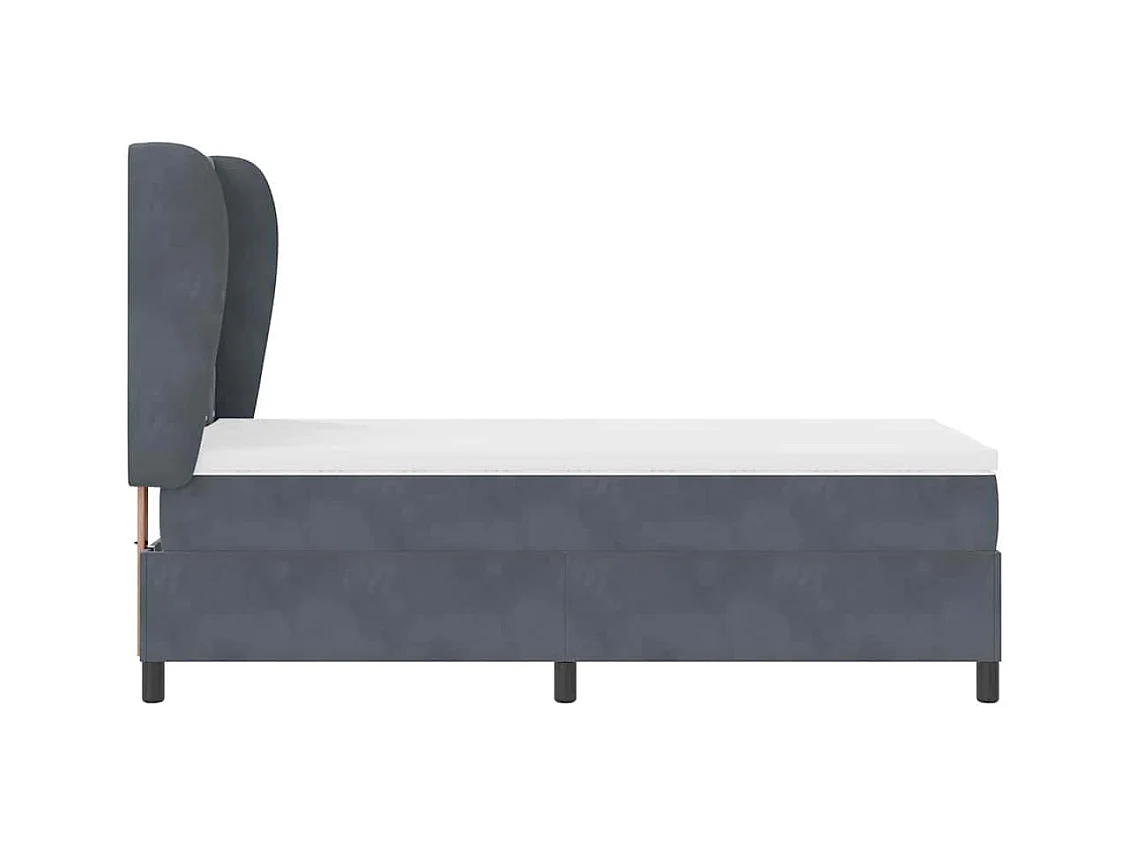 Cadre de lit avec matelas Gris foncé 100 x 200 cm Velours