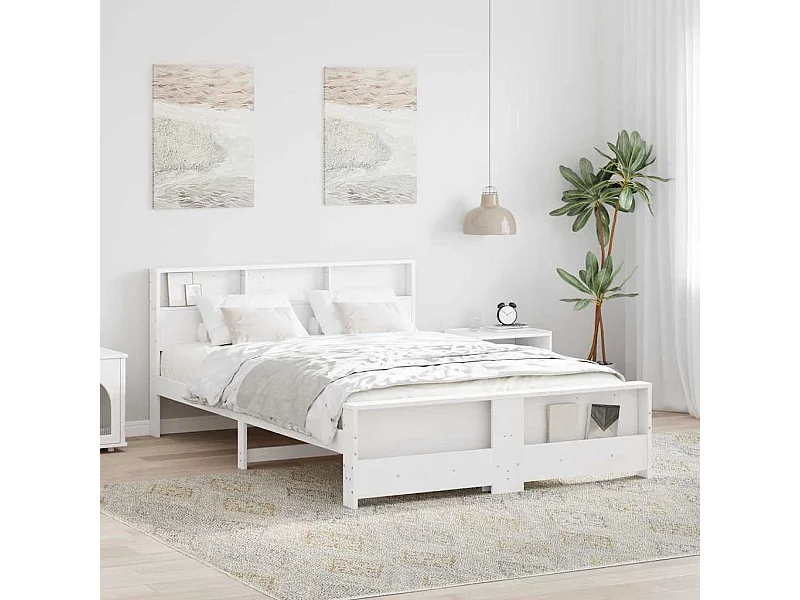 Bedframe met hoofdeinde Wit 160 x 200 cm Massief grenenhout