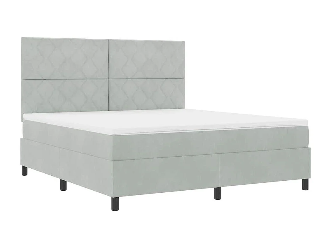 Cama tipo Box Spring Gris claro 180 x 200 cm Terciopelo