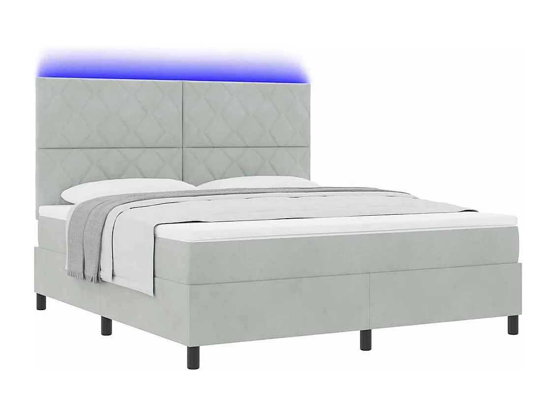 Cama tipo Box Spring Gris claro 180 x 200 cm Terciopelo