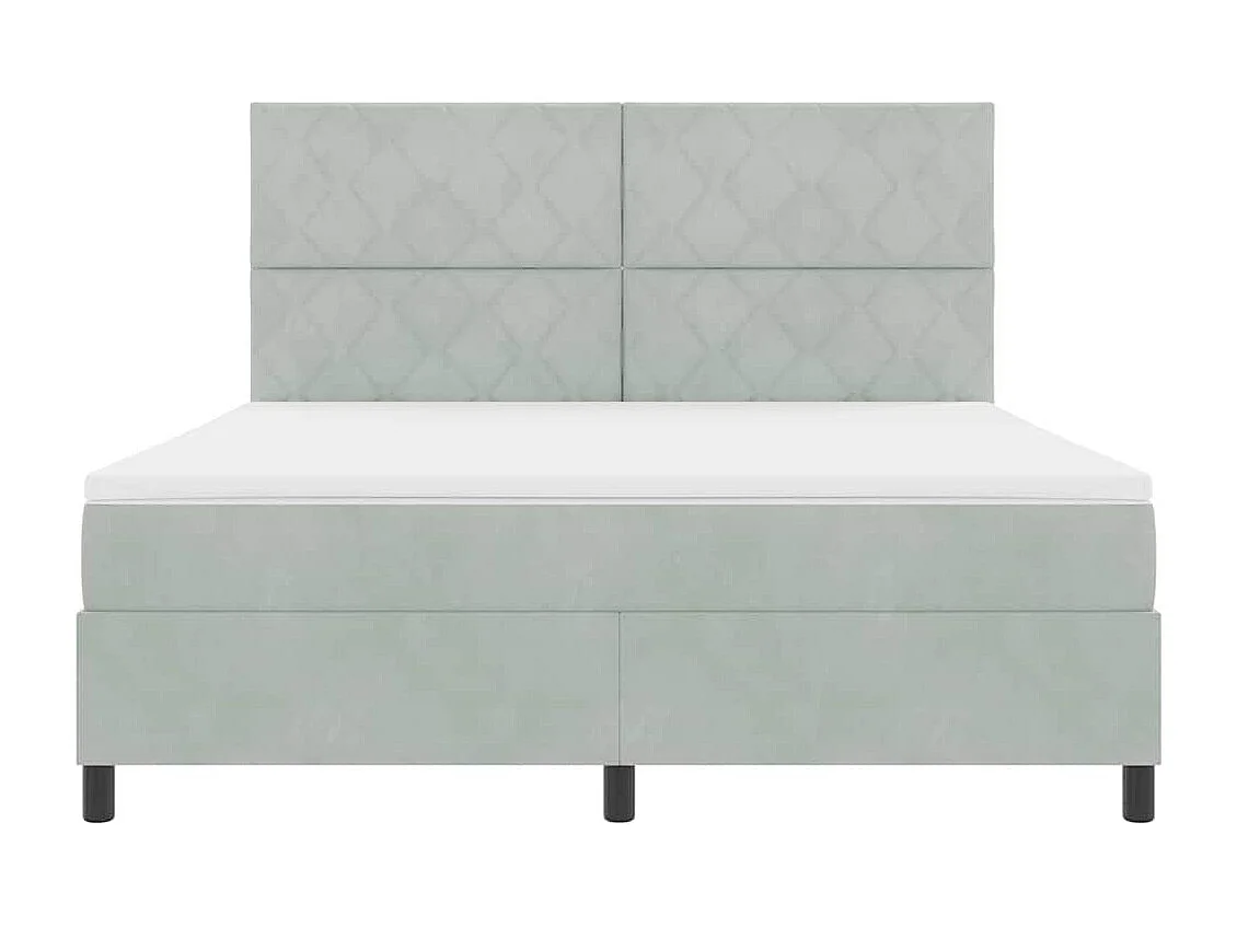 Cama tipo Box Spring Gris claro 180 x 200 cm Terciopelo