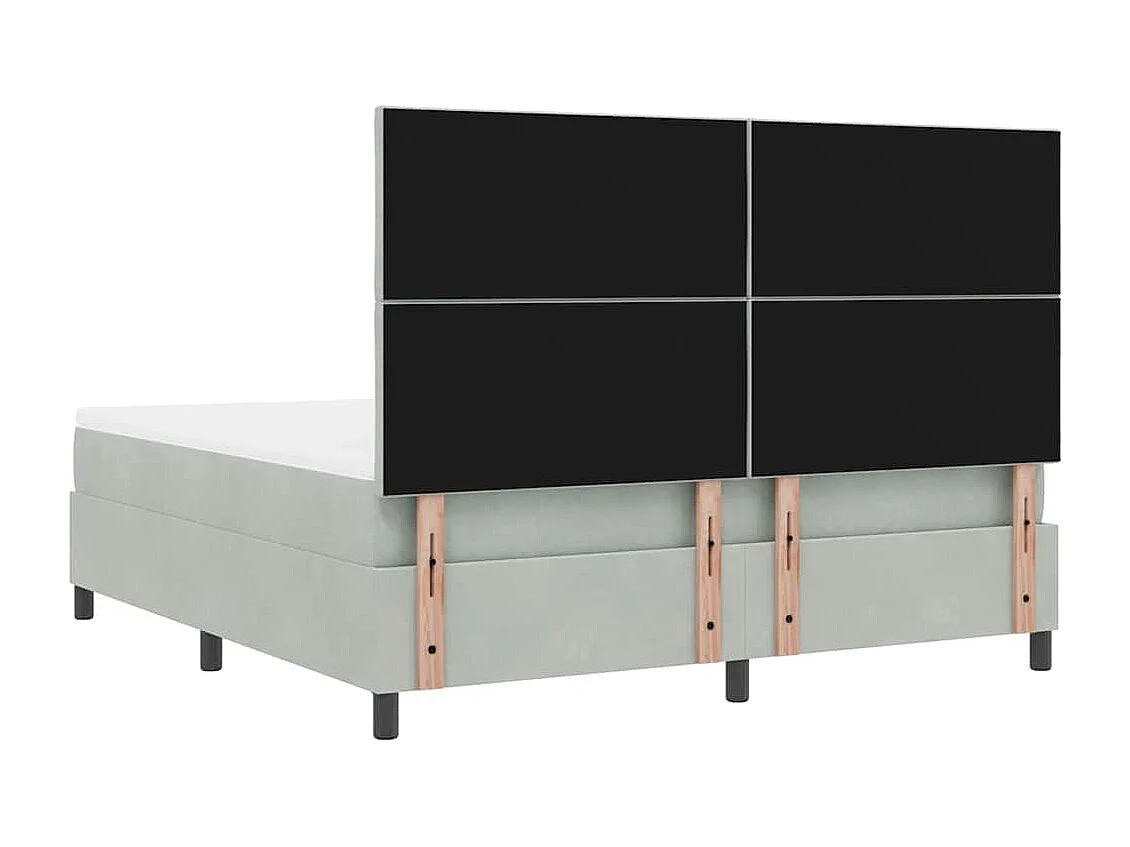 Cama tipo Box Spring Gris claro 180 x 200 cm Terciopelo