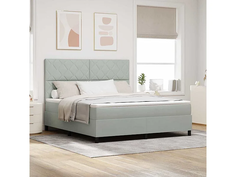 Cama tipo Box Spring Gris claro 180 x 200 cm Terciopelo