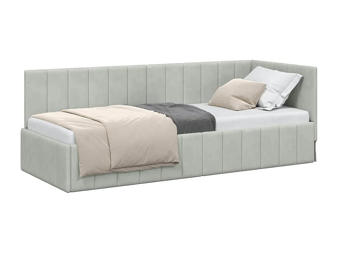 Estructura de cama en esquina Gris claro 80 x 200 cm Terciopelo